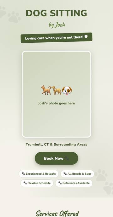 Dog Sitting by Josh website