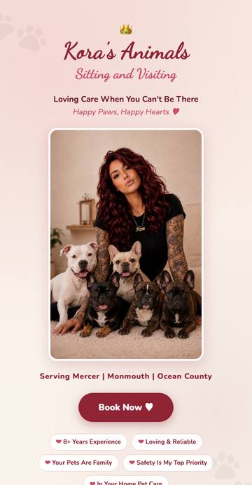 Kora's Animals pet sitting website